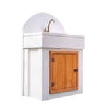 Lavandino da esterno con base autoportante da 80x40, colore bianco carrara, sportello in legno