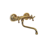 Rubinetto doppio a parete con erogazione di acqua calda e fredda, finitura bronzata