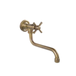 rubinetto a parete con canna girevole per erogazione di acqua fredda. finitura bronzata