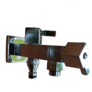 Rubinetto con profilo squadrato doppia valvola cromato