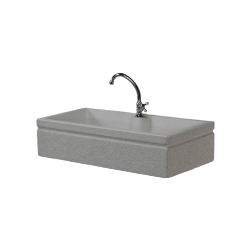 Lavandino da esterno 80x40 modello con predisposizione per rubinetto in appoggio, colore bianco carrara