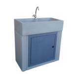 Lavandino da esterno di design grigio con base da 80x40 e vasca con rubinetto in appoggio, sportello grigio dolomite