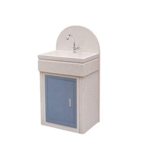 Lavandino da esterno 60x40 con base autoportante, colore Bianco carrara, sportello grigio dolomite
