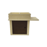 Lavandino da esterno con base 80x40 e ripiano a destra, doppia vasca, colore giallo siena, sportello in metallo corten