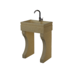 Lavandino da esterno 60x40 con predisposizione per rubinetto in appoggio, con di coppia piedi, colore giallo siena