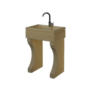 Lavandino da esterno 60x40 con predisposizione per rubinetto in appoggio, con di coppia piedi, colore giallo siena