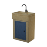 Lavandino 60x40 con base, vasca con predisposizione per rubinetto in appoggio, sportello in metallo grigio dolomite, colore giallo siena