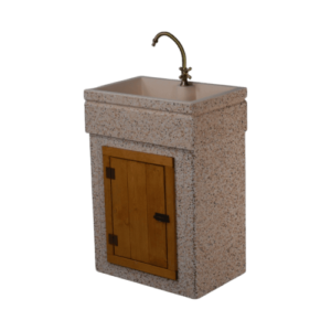 Lavandino 60x40 con base, vasca con predisposizione per rubinetto in appoggio, sportello in legno, colore fantasia