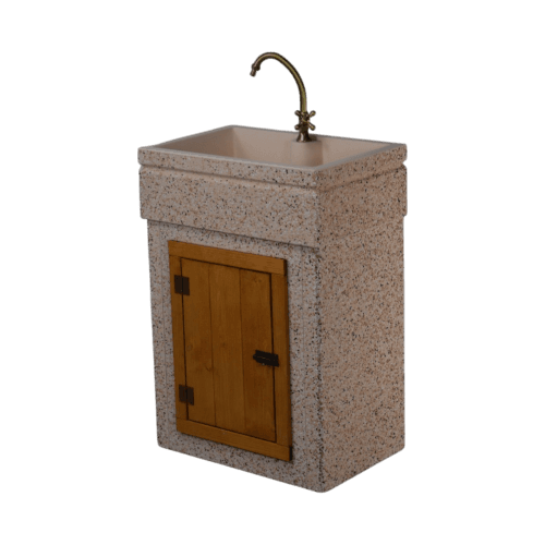 Lavandino 60x40 con base, vasca con predisposizione per rubinetto in appoggio, sportello in legno, colore fantasia