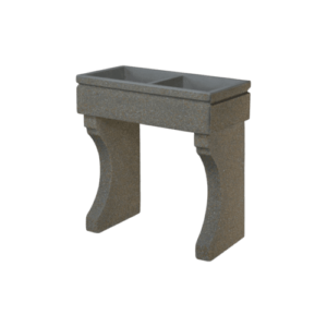 Lavandino da esterno 80x40 modello doppia vasca, con coppia piedi, colore sabbia