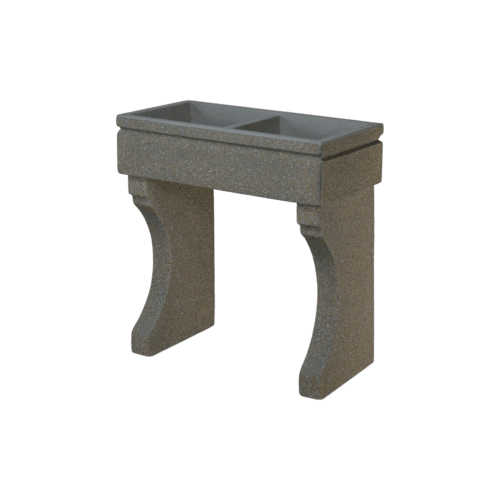 Lavandino da esterno 80x40 modello doppia vasca, con coppia piedi, colore sabbia