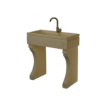 Lavandino 80x40 modello con predisposizione per rubinetto in appoggio, vasca e coppia piedi, colore giallo siena