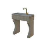 Lavandino 80x40 modello vasca e gocciolatoio con predisposizione per rubinetto in appoggio, vasca e coppia piedi, colore sabbia