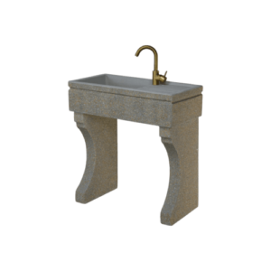 Lavandino 80x40 modello vasca e gocciolatoio con predisposizione per rubinetto in appoggio, vasca e coppia piedi, colore sabbia