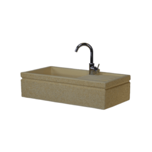 Vasca lavandino 80x40 modello vasca e gocciolatoio con predisposizione per rubinetto in appoggio, colore giallo siena