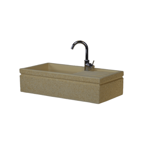 Vasca lavandino 80x40 modello vasca e gocciolatoio con predisposizione per rubinetto in appoggio, colore giallo siena