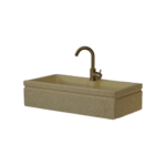 Vasca lavandino 80x40 con predisposizione per rubinetto in appoggio, colore giallo siena