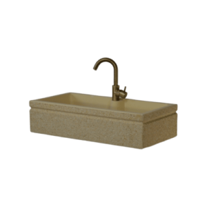 Vasca lavandino 80x40 con predisposizione per rubinetto in appoggio, colore giallo siena