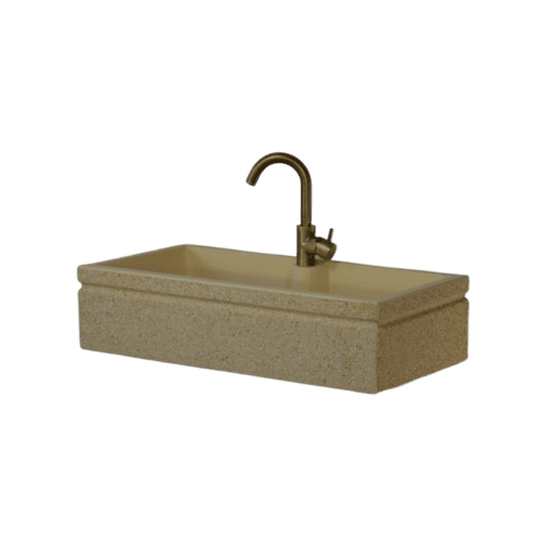 Vasca lavandino 80x40 con predisposizione per rubinetto in appoggio, colore giallo siena