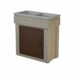 Lavandino 80x40 con base, modello doppia vasca, sportello in metallo corten, colore sabbia