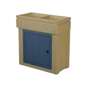 Lavandino 80x40 con base, modello doppia vasca, sportello in metallo grigio dolomite, colore giallo siena