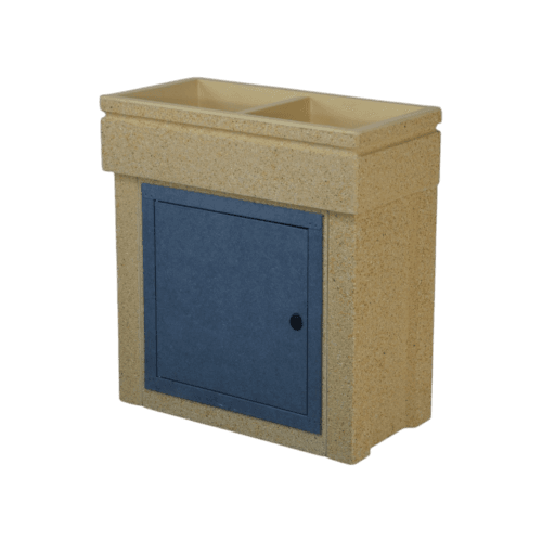 Lavandino 80x40 con base, modello doppia vasca, sportello in metallo grigio dolomite, colore giallo siena