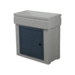 Lavandino 80x40 con base, modello tutta vasca, sportello in metallo grigio dolomite, colore bianco carrara