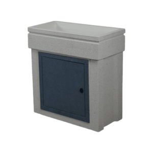 Lavandino 80x40 con base, modello tutta vasca, sportello in metallo grigio dolomite, colore bianco carrara