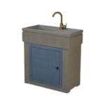 Lavandino 80x40 con base, modello vasca e gocciolatoio con predisposizione per rubinetto in appoggio, sportello in metallo grigio dolomite, colore garda grey