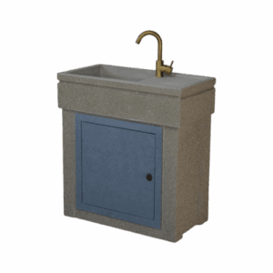 Lavandino 80x40 con base, modello vasca e gocciolatoio con predisposizione per rubinetto in appoggio, sportello in metallo grigio dolomite, colore garda grey