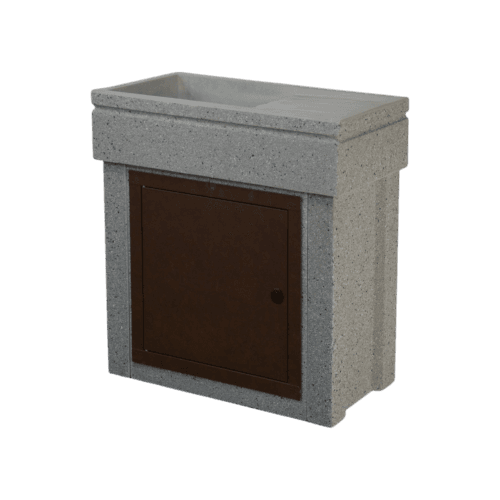 Lavandino 80x40 con base, modello vasca e gocciolatoio, sportello in metallo corten, colore bardiglio