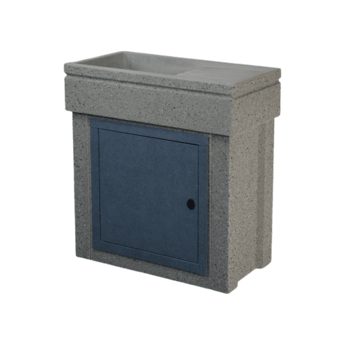 Lavandino 80x40 con base, modello vasca e gocciolatoio, sportello in metallo grigio dolomite, colore bardiglio