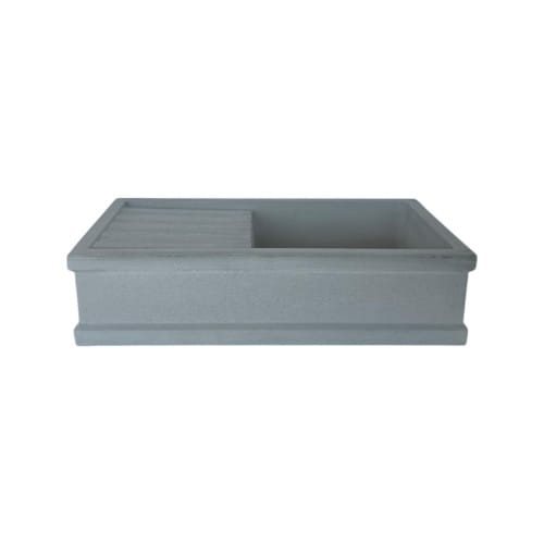 Lavandino 75x40 vasca con gocciolatoio, bugnato grigio
