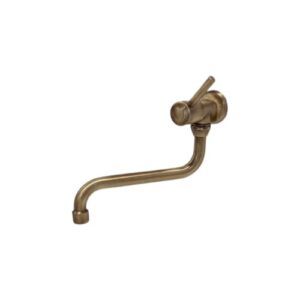 Rubinetto snodato a parete con leva, finitura bronzata